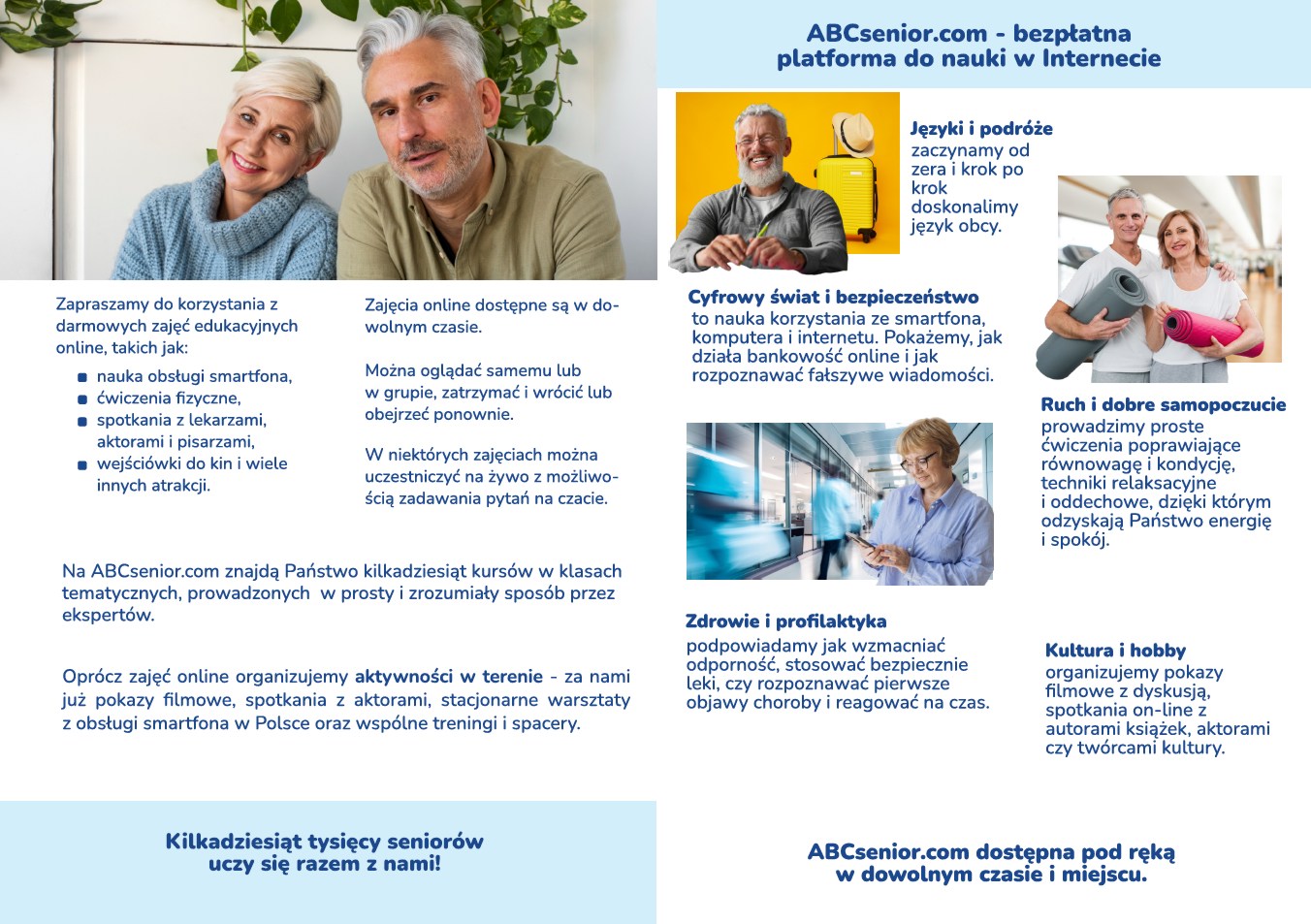 Plakat: Darmowe zajęcia na ABCsenior.com