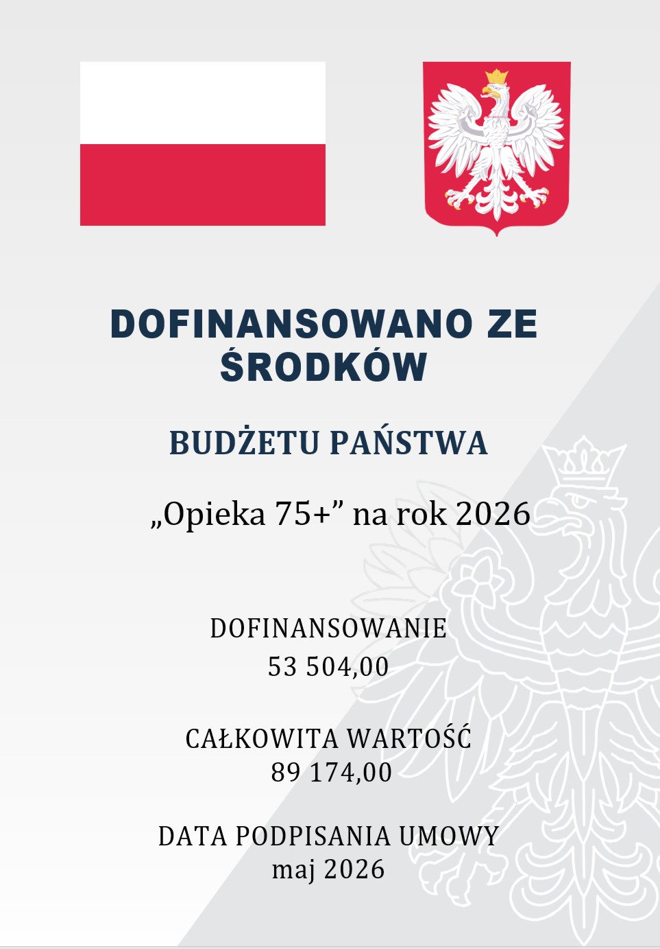 Plakat: dofinansowanie 75+